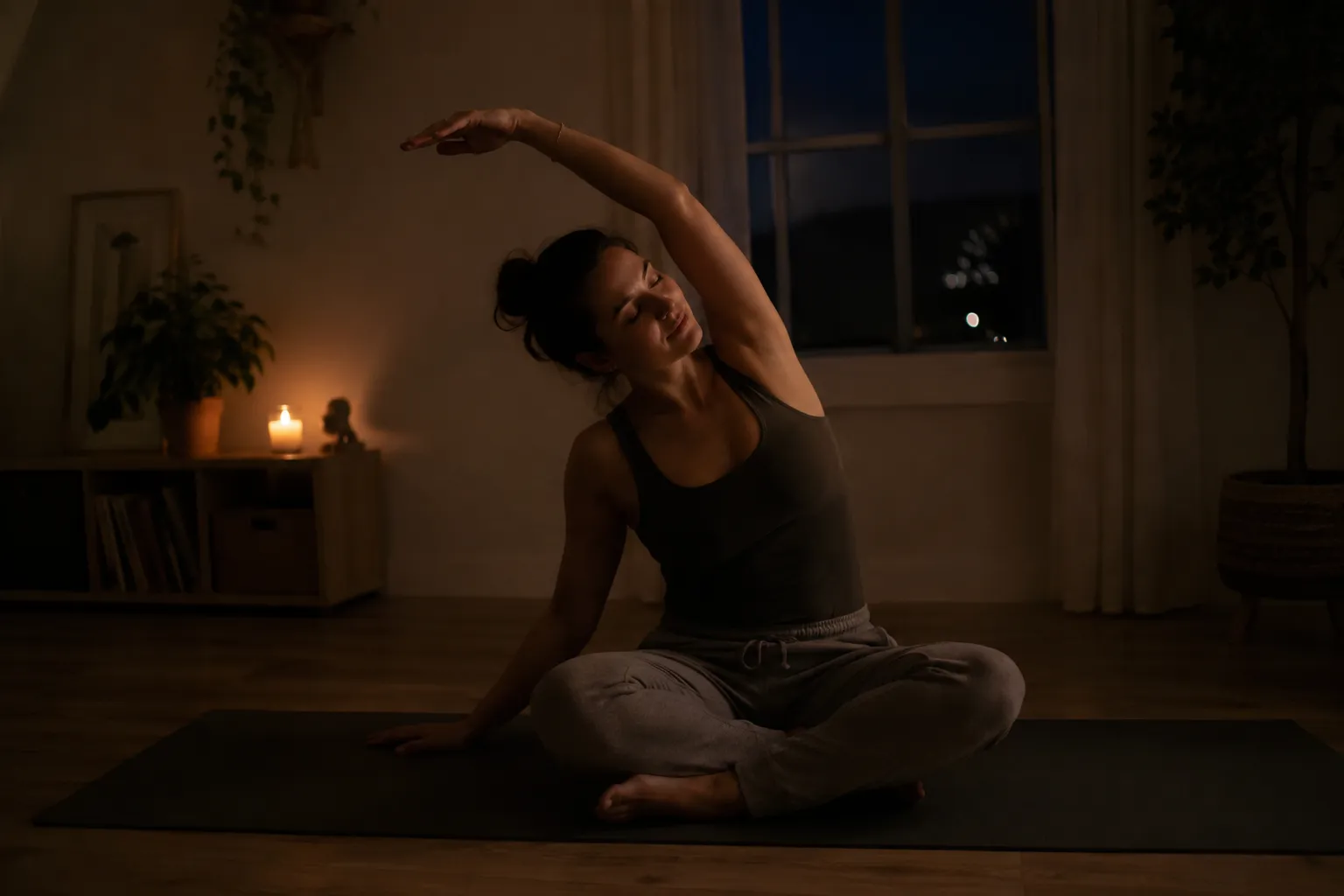Low-intensity activities like yoga are best suited for the late evening before bed.